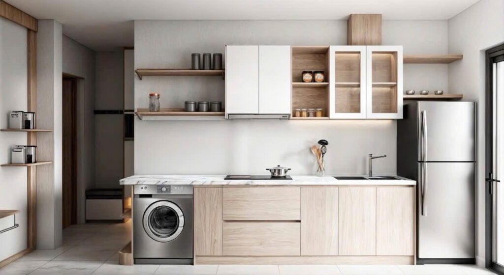 Thiết Kế Phòng Khách Liền Bếp 2 lienbep